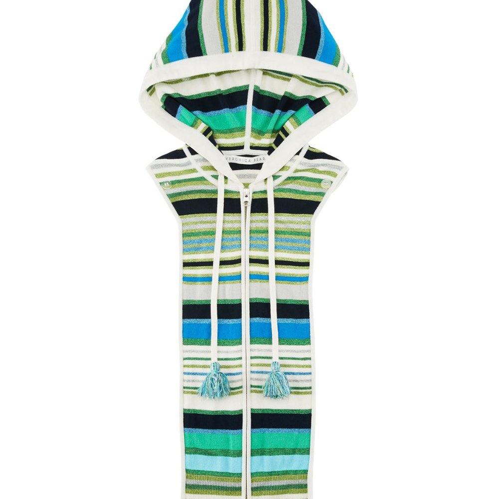 Veronica Beard OS Lupe Dickey Hooded Green Multi